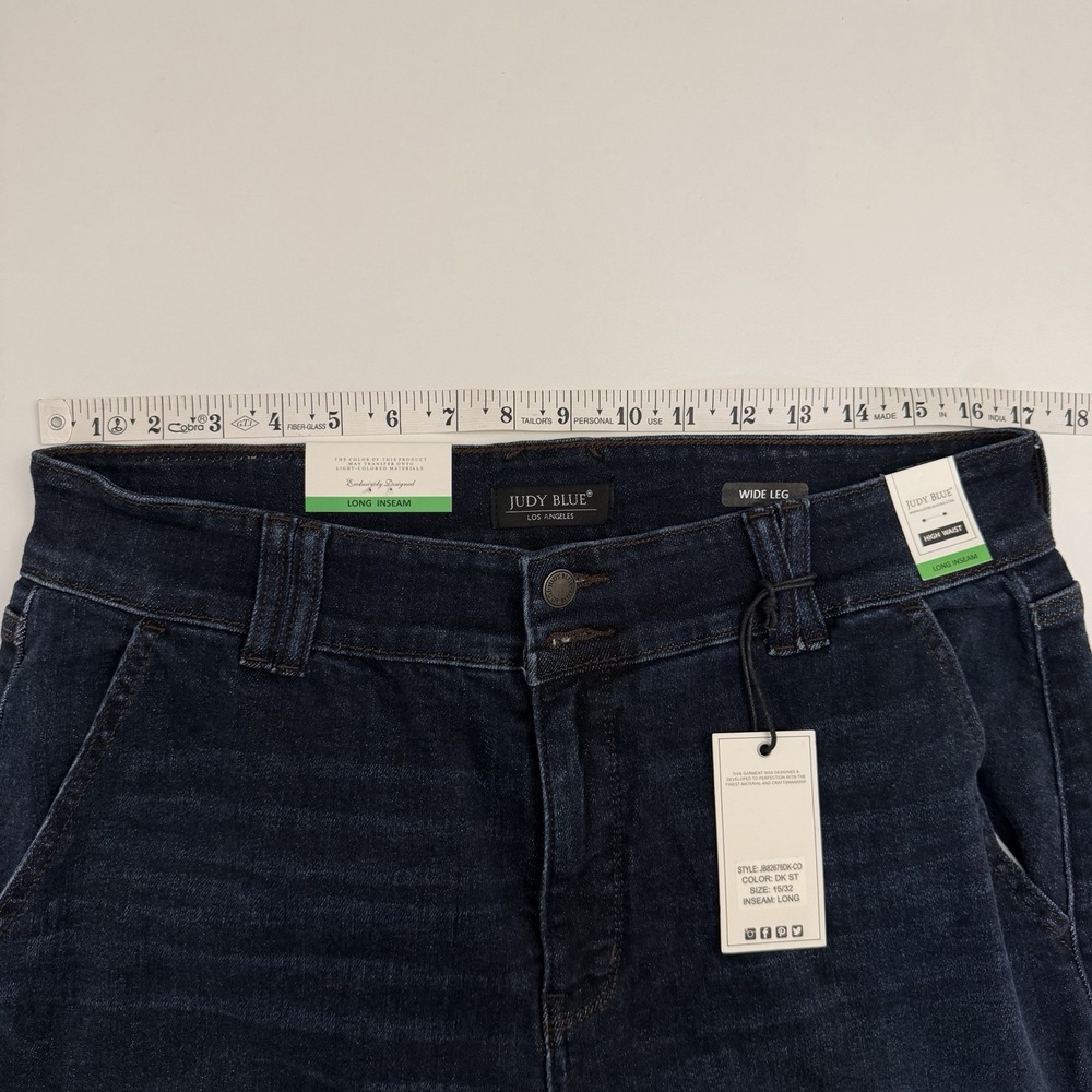 NWT Judy Blue 82678 High Waist Trouser Wide Leg Jeans Womens 15 Long 35 Inseam - Picture 12 of 16